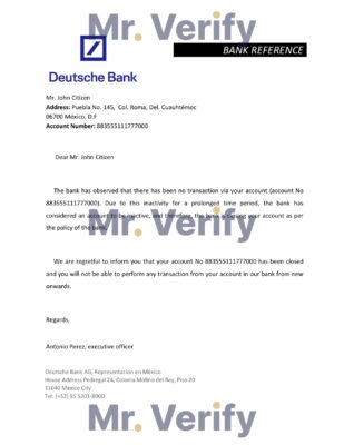 Download Mexico Deutsche Bank Reference Letter Templates Editable Word
