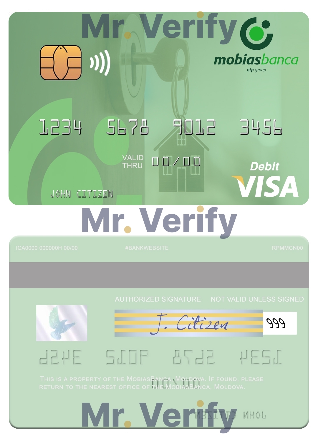 Editable Moldova MobiasBanca visa debit card Templates in PSD Format