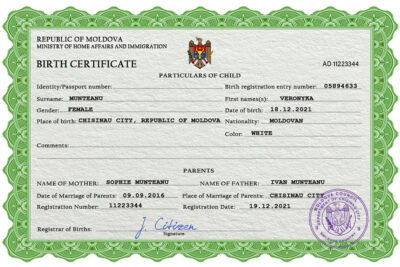 Authentic Moldova Birth Certificate Template | Customize and Download Online
