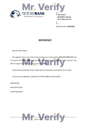 Download Moldova Victoriabank Bank Reference Letter Templates Editable Word