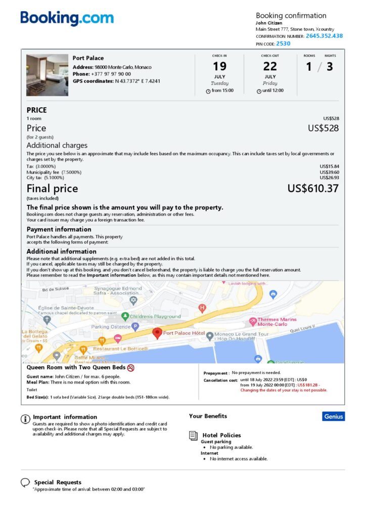 Customizable Monaco Airbnb Reservation Template | Word & PDF Formats