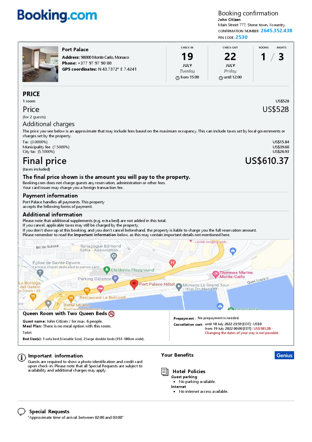 Customizable Monaco Airbnb Reservation Template | Word & PDF Formats