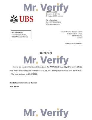 Download Monaco UBS Bank Reference Letter Templates Editable Word