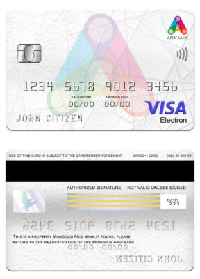 Editable Mongolia Arig bank visa electron card Templates in PSD Format