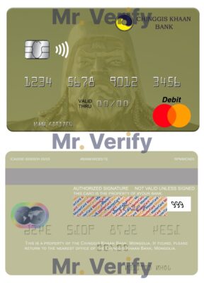 Editable Mongolia Chinggis Khaan bank mastercard Templates in PSD Format