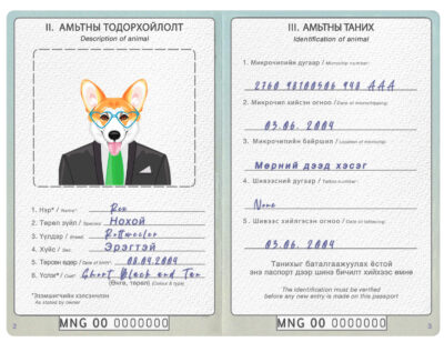 Mongolia dog Fake PSD Passport | Instant Download