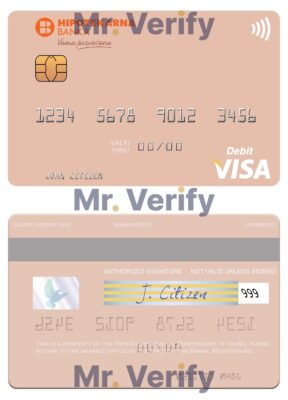 Editable Montenegro Hipotekarna bank visa debit card Templates in PSD Format