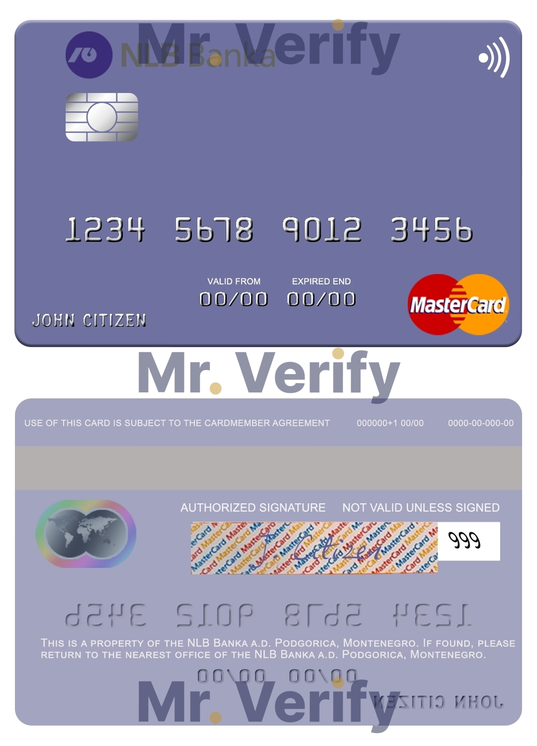 Fillable Montenegro NLB Banka a.d. Podgorica bank mastercard Templates | Layer-Based PSD