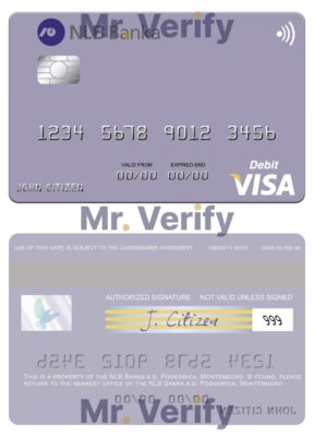 Editable Montenegro NLB Banka a.d. Podgorica bank visa debit card Templates in PSD Format