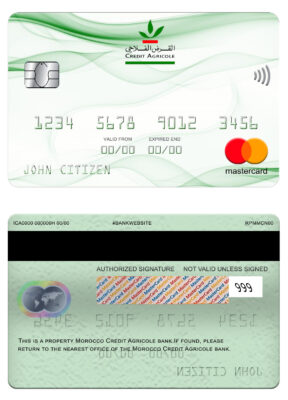 Fillable Morocco Credit Agricole bank mastercard Templates | Layer-Based PSD