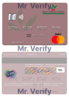 Fillable Morocco Crédit Agricole du Maroc bank mastercard Templates | Layer-Based PSD