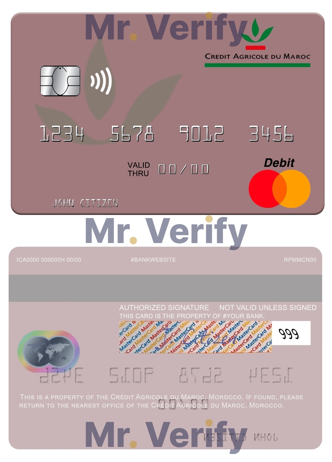 Fillable Morocco Crédit Agricole du Maroc bank mastercard Templates | Layer-Based PSD