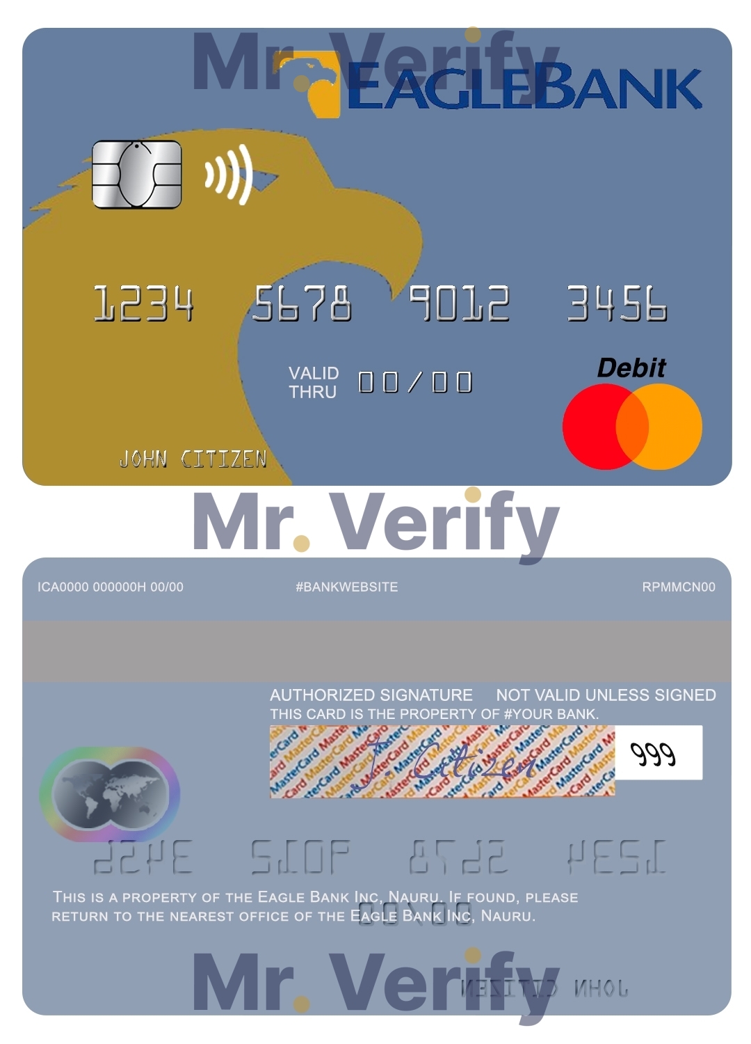 Editable Nauru Eagle Bank Inc mastercard Templates in PSD Format