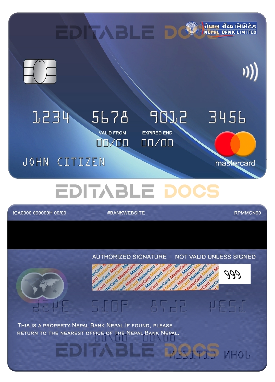Fillable Nepal bank Nepal mastercard Templates | Layer-Based PSD