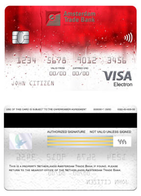 Editable Netherlands Amsterdam Trade bank visa electron card Templates in PSD Format
