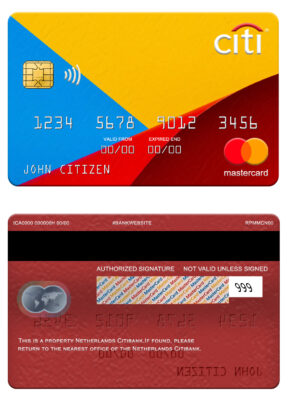 Fillable Netherlands Citibank mastercard Templates | Layer-Based PSD