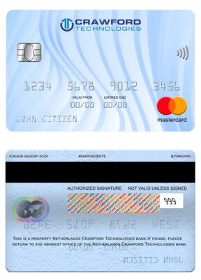 Fillable Netherlands (Holland) Crawford Technologies bank mastercard Templates | Layer-Based PSD