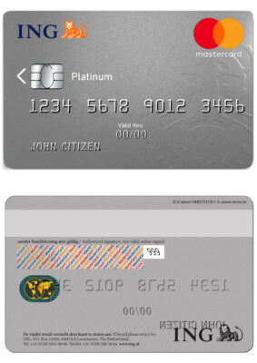 Fillable Netherlands ING Bank mastercard Templates