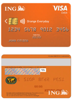 Editable Netherlands ING Orange visa card Templates