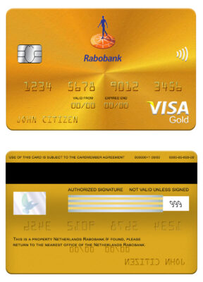 Editable Netherlands Rabobank visa gold card Templates in PSD Format