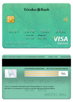 Editable Netherlands Triodos bank visa electron card Templates in PSD Format