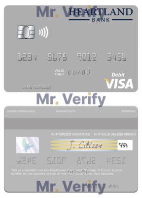 Editable New Zealand Heartland Bank visa debit card Templates in PSD Format