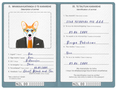 New Zealand dog Fake PSD Passport | Instant Download