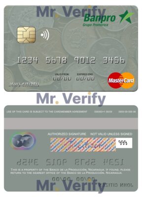 Editable Nicaragua Banco de la Producción mastercard credit card Templates in PSD Format