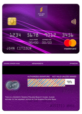 Editable Nigeria Polaris bank mastercard Templates in PSD Format