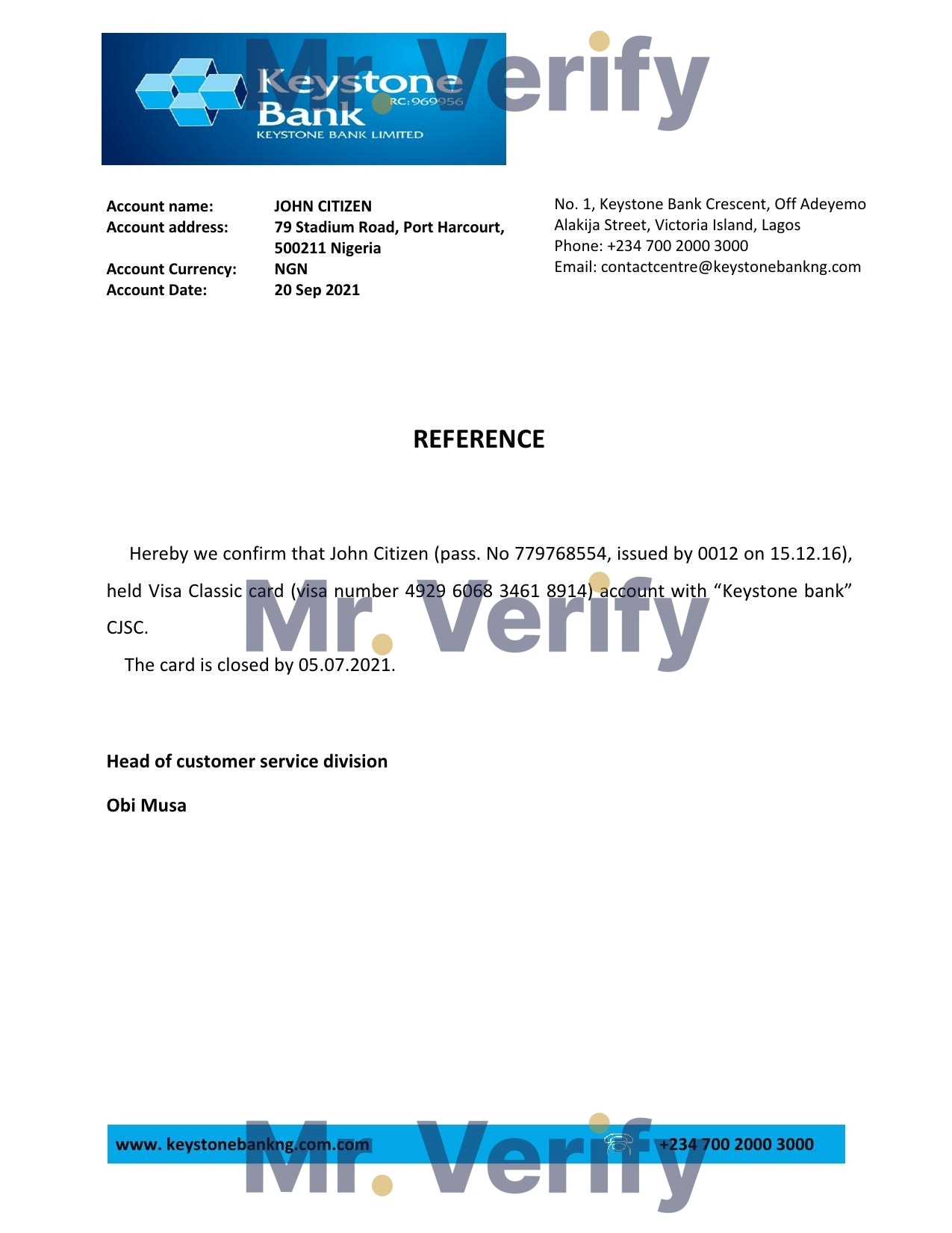 Download Nigeria Keystone Bank Reference Letter Templates | Editable Word