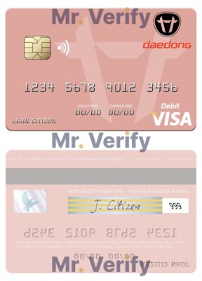 Fillable North Korea Daedong Credit Bank visa debit card Templates | Layer-Based PSD