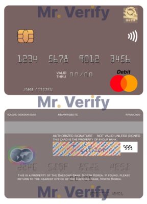 Editable North Korea Daesong Bank mastercard Templates in PSD Format