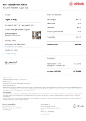 Editable North Macedonia Hotel Booking Form Template | Fillable PDF