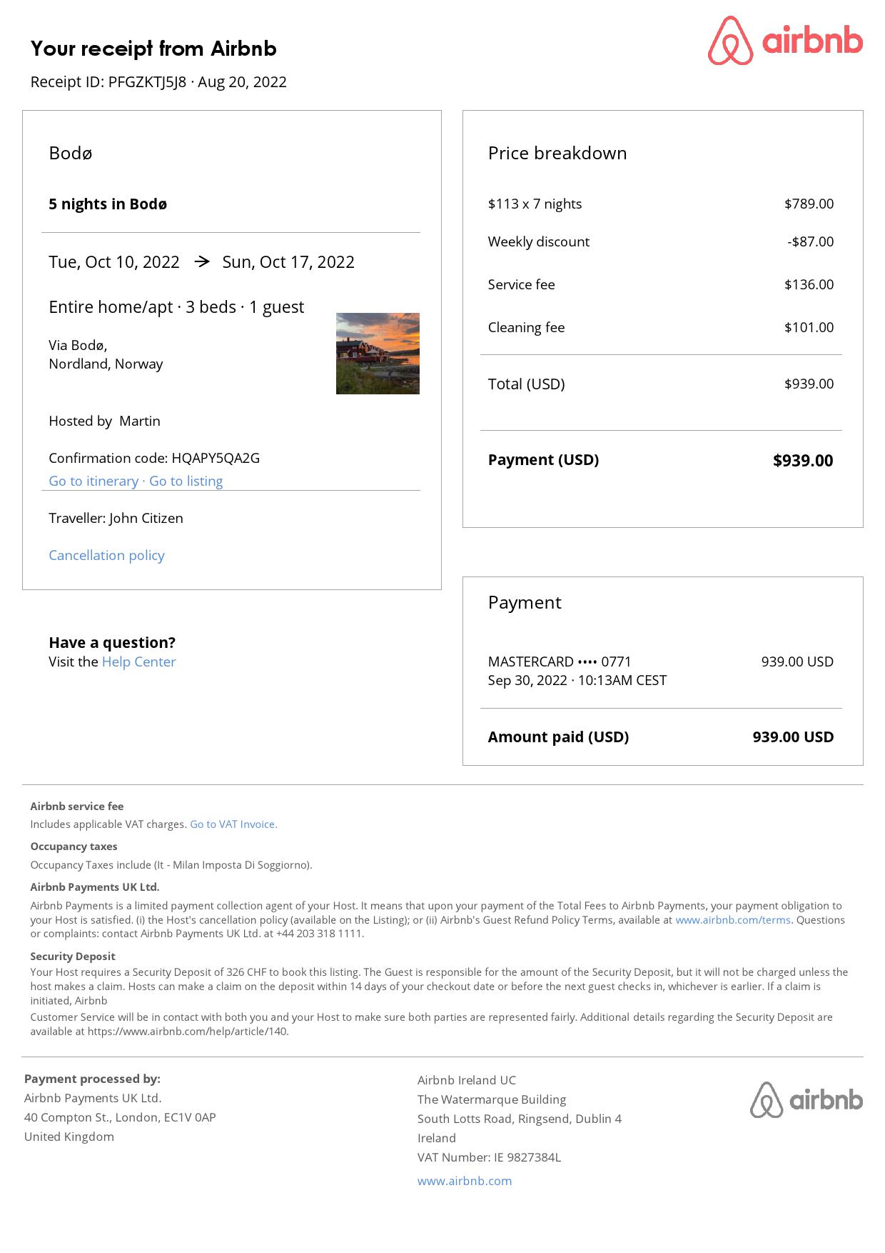 Editable Norway Hotel Booking Form Template | Fillable PDF