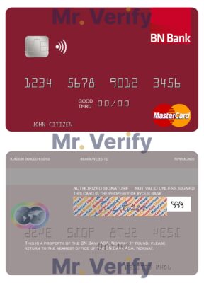 Editable Norway BN Bank ASA mastercard Templates in PSD Format
