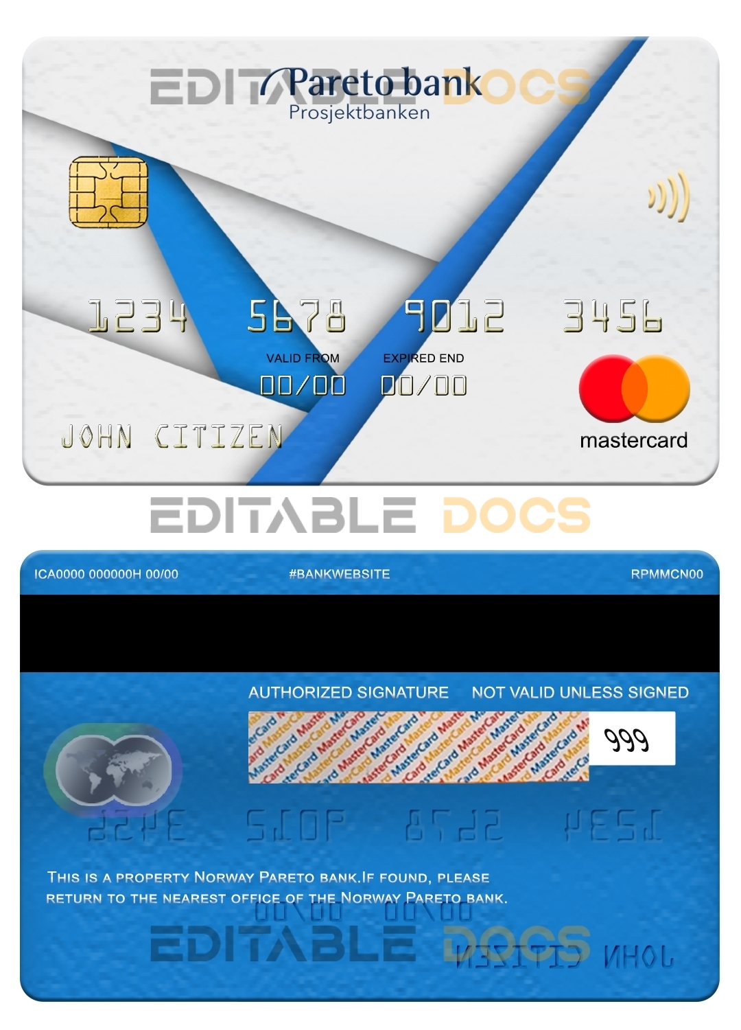 Fillable Norway Pareto bank mastercard Templates | Layer-Based PSD