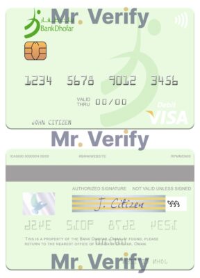 Fillable Oman Bank Dhofar visa debit card Templates | Layer-Based PSD