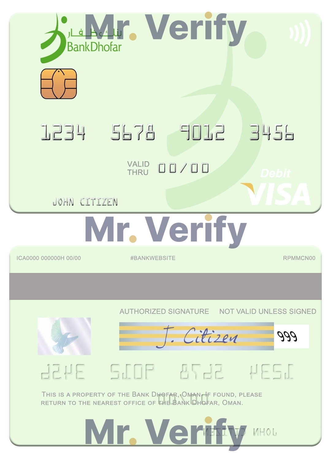 Fillable Oman Bank Dhofar visa debit card Templates | Layer-Based PSD