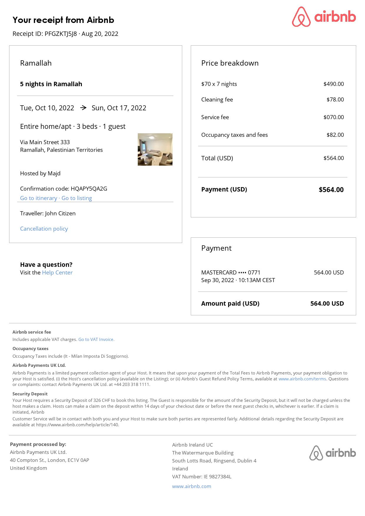 Editable Palestine Hotel Booking Form Template | Fillable PDF