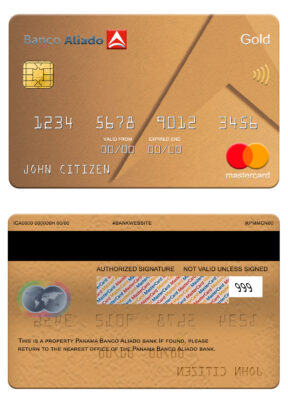 Fillable Panama Banco Aliado bank mastercard gold Templates | Layer-Based PSD