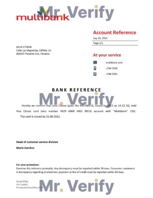 Download Panama Multibank Bank Reference Letter Templates Editable Word