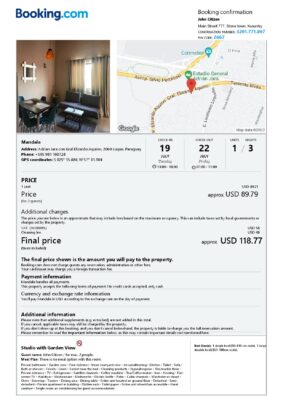 Editable Paraguay Hotel Booking Form Template | Fillable PDF
