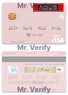 Fillable Peru Banco de Comercio visa debit card Templates | Layer-Based PSD