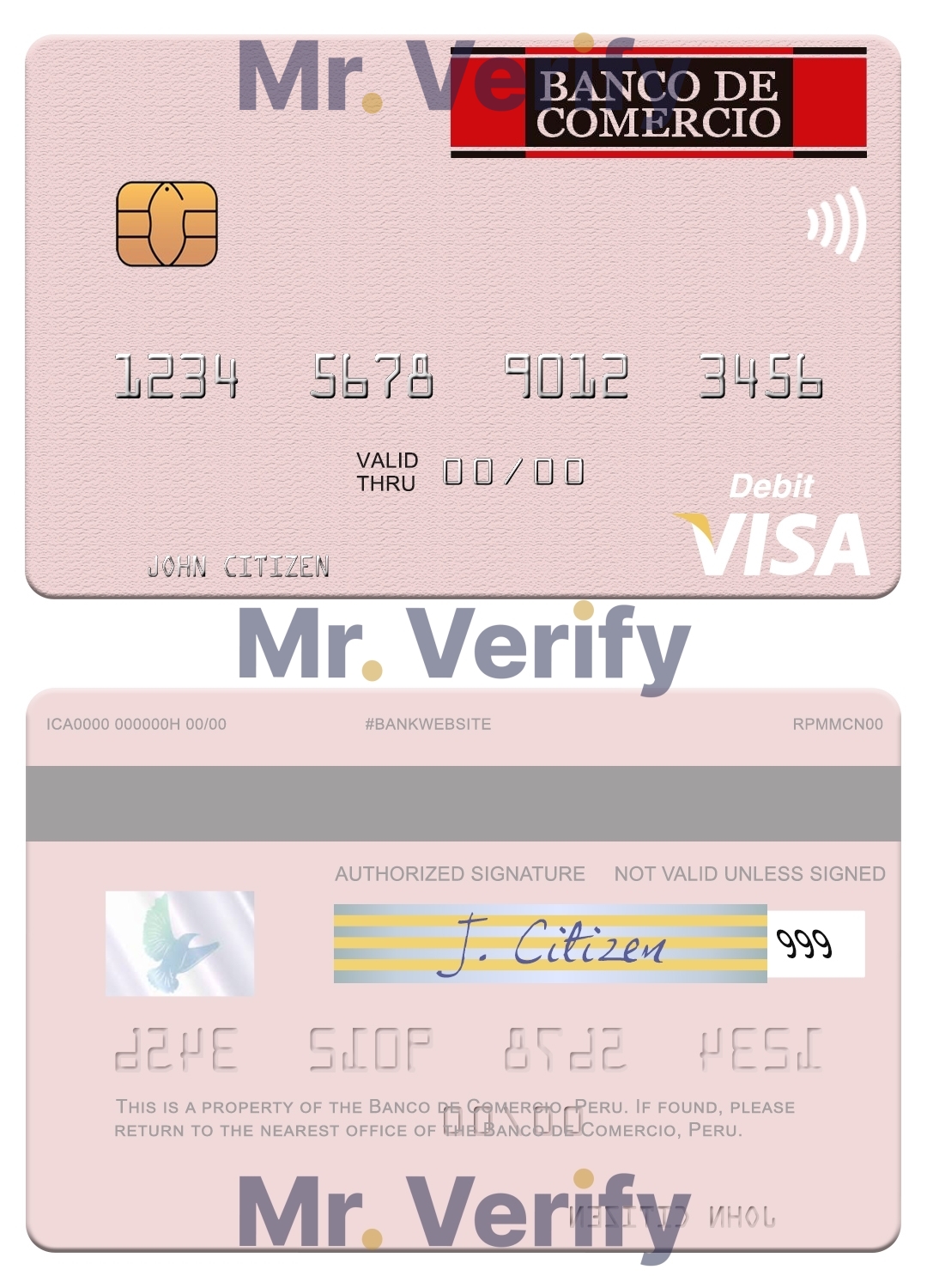 Fillable Peru Banco de Comercio visa debit card Templates | Layer-Based PSD