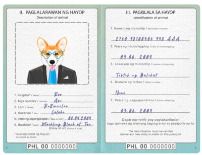 Philippines dog Fake PSD Passport | Instant Download