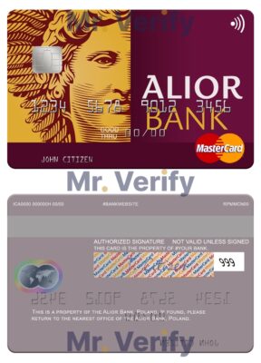 Editable Poland Alior Bank mastercard Templates in PSD Format