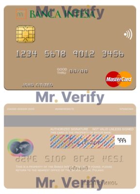 Editable Poland Banca Intesa mastercard Templates in PSD Format