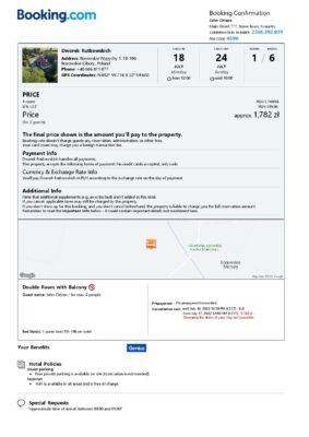 Editable Poland Hotel Booking Form Template | Fillable PDF