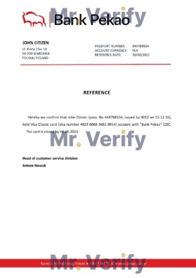 Download Poland Bank Pekao Bank Reference Letter Templates | Editable Word