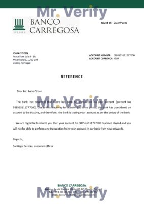 Download Portugal Banco Carregosa Bank Reference Letter Templates | Editable Word